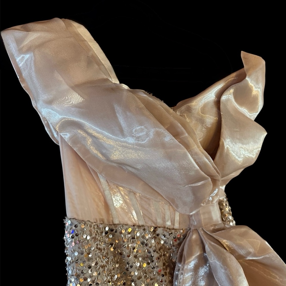 Gold Nude Sequin Evening Gown Formal NWOT - Picture 3 of 6